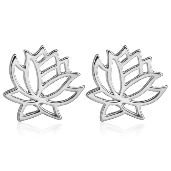 💎 Lotus Flower Studs Silver or Gold - Picture 4 of 5